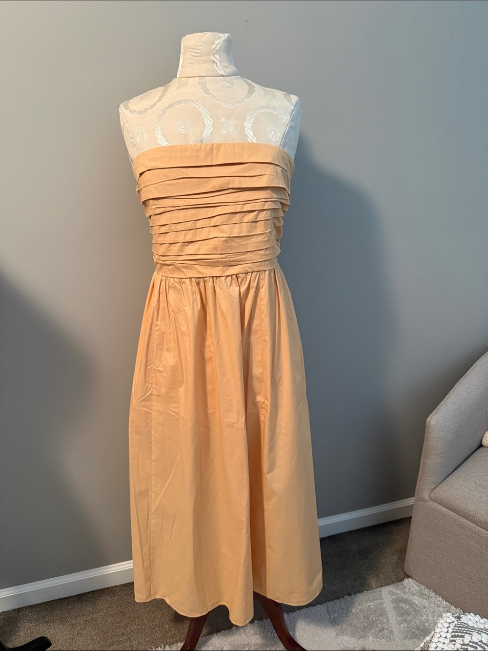 Abercrombie & Fitch Strapless Peach Midi Dress